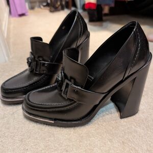 Versace Black Chunky Heel Loafers